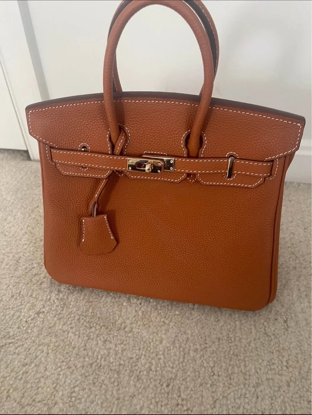 Classic Brown Leather Top-Handle Bag